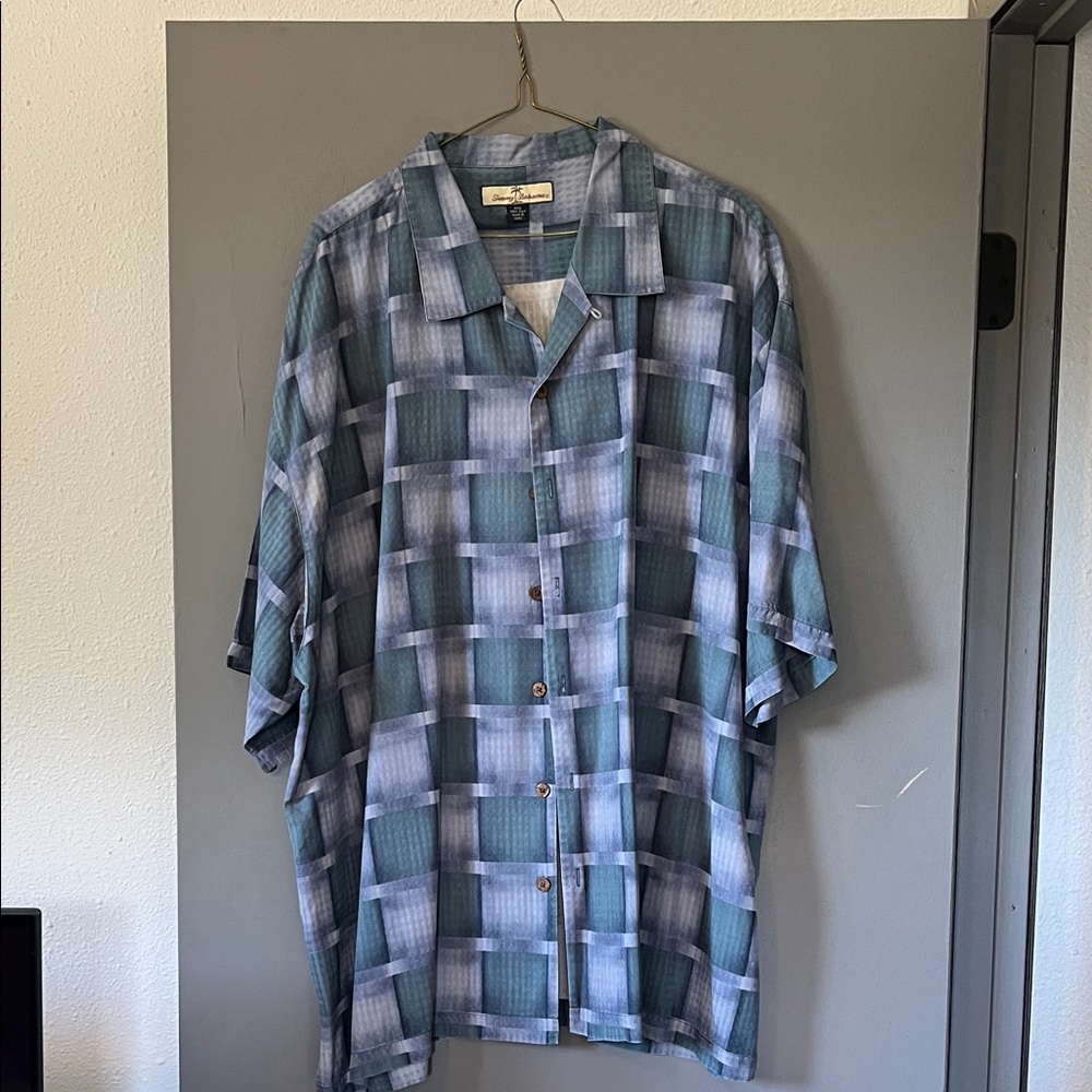 Tommy Bahama Green and Blue Checkered Shirt